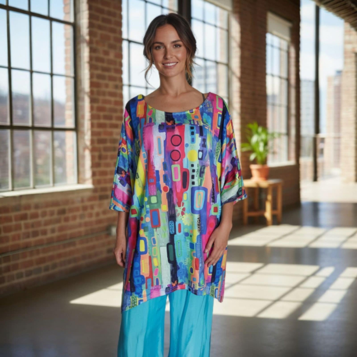 Bluza Tip Fluture cu Imprimeu Colorat pentru Marime Mare [1]