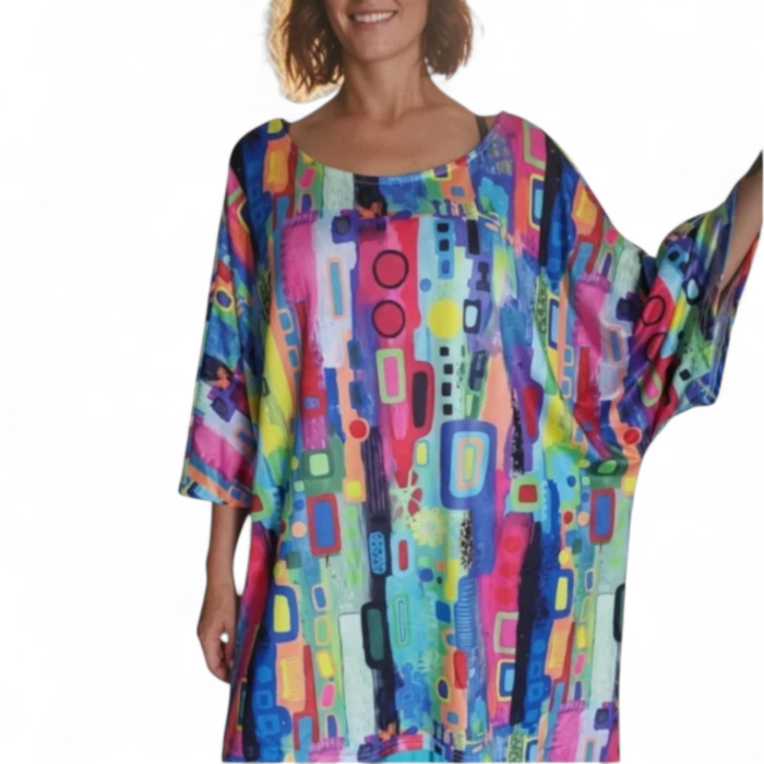 Bluza Tip Fluture cu Imprimeu Colorat pentru Marime Mare [1]