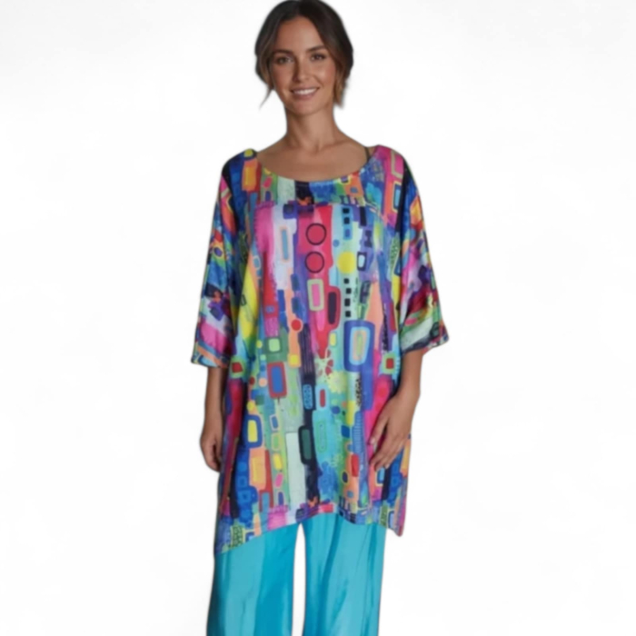 Bluza Tip Fluture cu Imprimeu Colorat pentru Marime Mare [2]