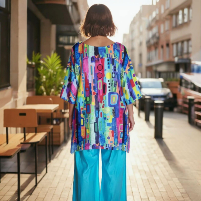 Bluza Tip Fluture cu Imprimeu Colorat pentru Marime Mare [3]