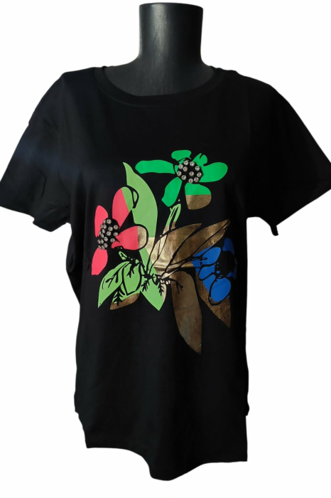 Bluza tip tricoiu cu imprimeu colorat si pietre argintii [4]