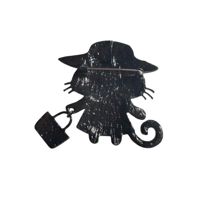 Brosa din metal inoxidabil  in forma de pisica imbracata colorata [2]