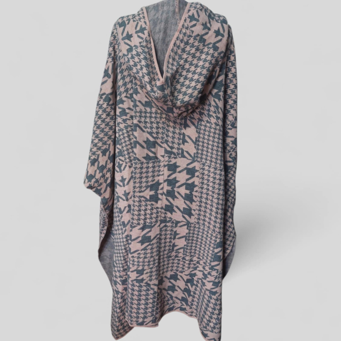 Cardigan gros tip poncho cu gluga generoasa in doua culori [2]