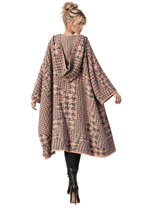 Cardigan tricot amplu cu buzunare supradimensionate si gluga [2]