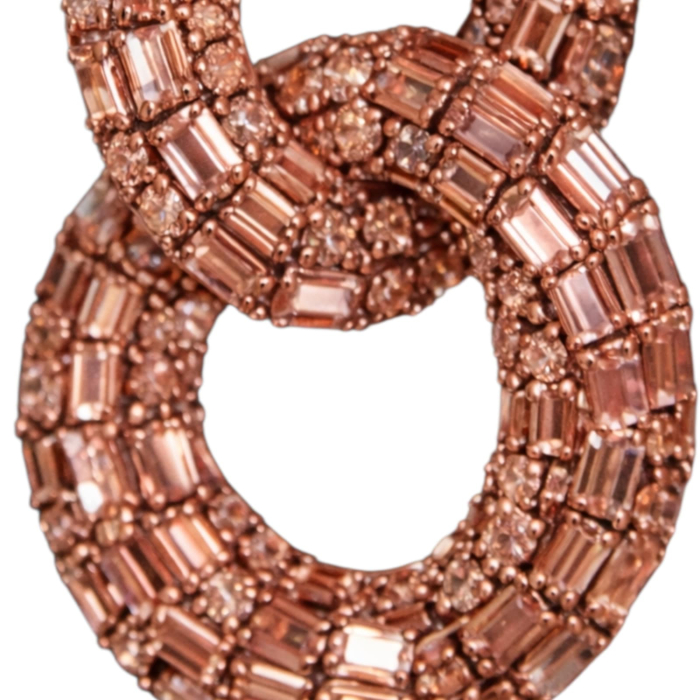 Cercei eleganti supradimensionati roz cu cristale si model cerc dublu [2]