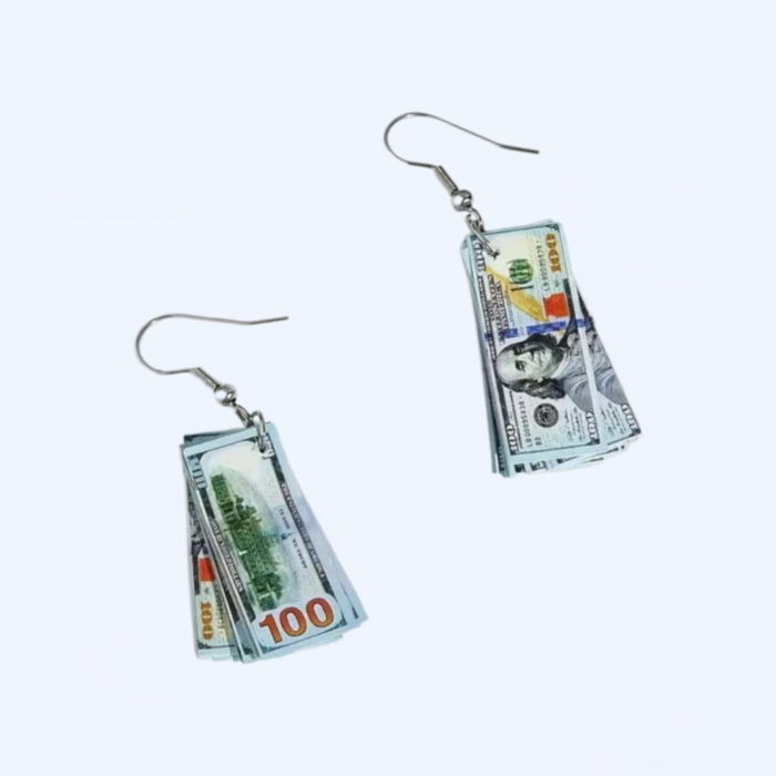 Cercei din plastic in forma de bancnota dolar [1]