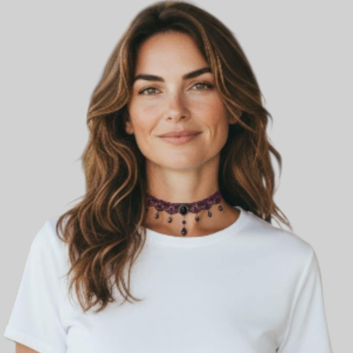 Choker din dantela cu pietre negre [1]