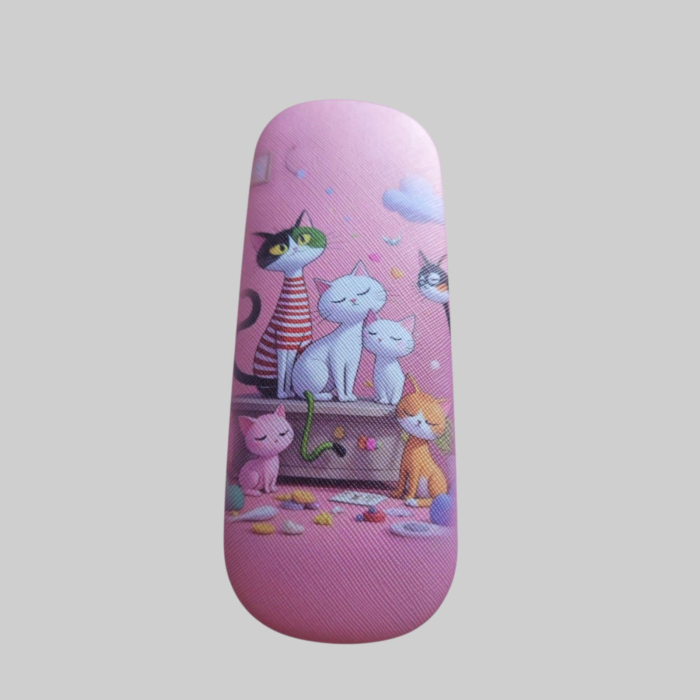 Etui pentru ochelari  din piele sintetica durabila cu desen familie pisici scumpe [2]