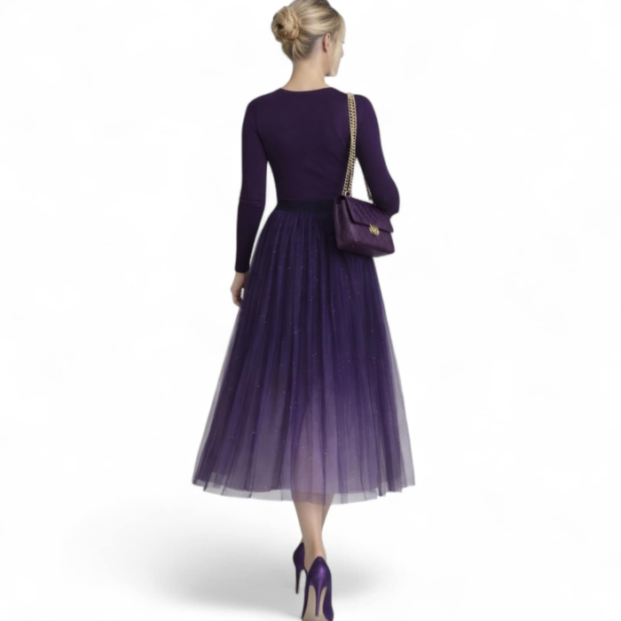 Fusta din Tulle Plisata cu Jupa Degrade si Sclipici [2]