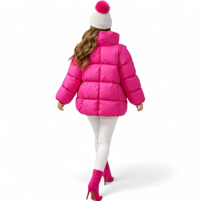 Geaca Matlasata Tip Pufoaica cu Aspect Usor Sifonat si Parti Dreptunghiulare Prin Cusatura [3]