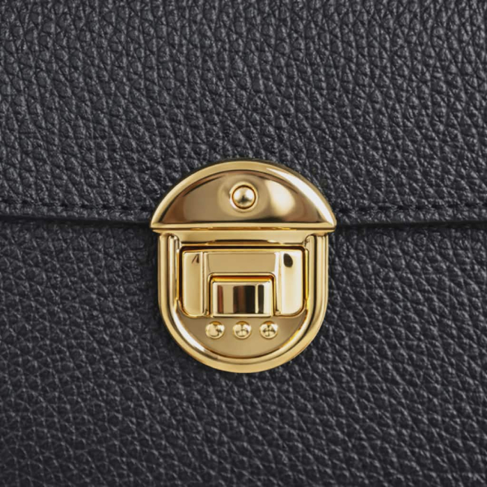 Geanta eleganta din piele naturala neagra si curea de umar [5]