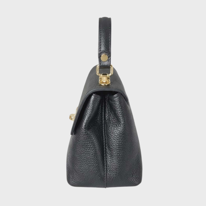 Geanta eleganta din piele naturala neagra si curea de umar [3]