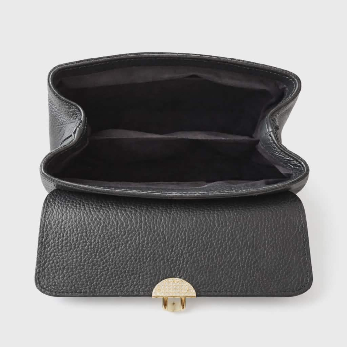 Geanta eleganta din piele naturala neagra si curea de umar [2]