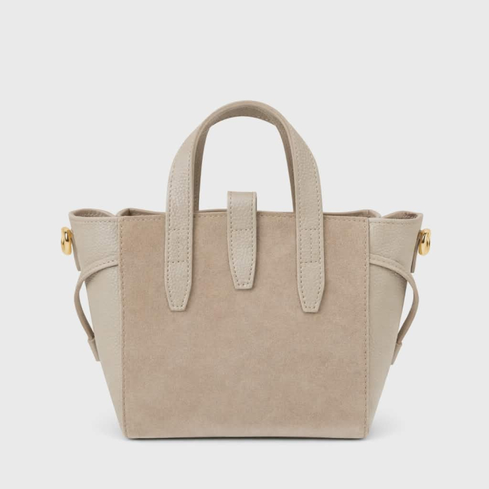 Geanta eleganta din piele naturala si piele intoarsa crem [3]