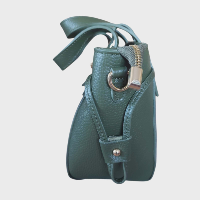 Geanta eleganta din piele naturala si piele intoarsa verde kaki [6]