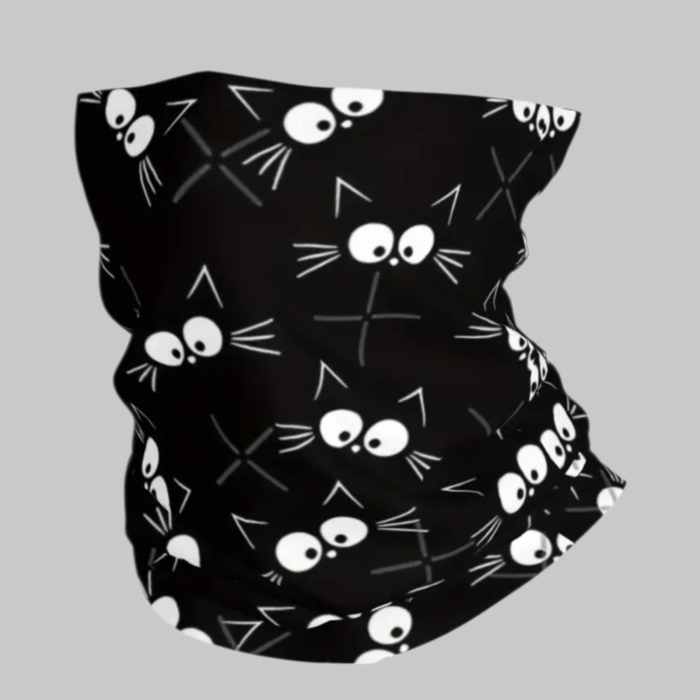 Guler tip burlan negru cu imprimeu pisici [2]