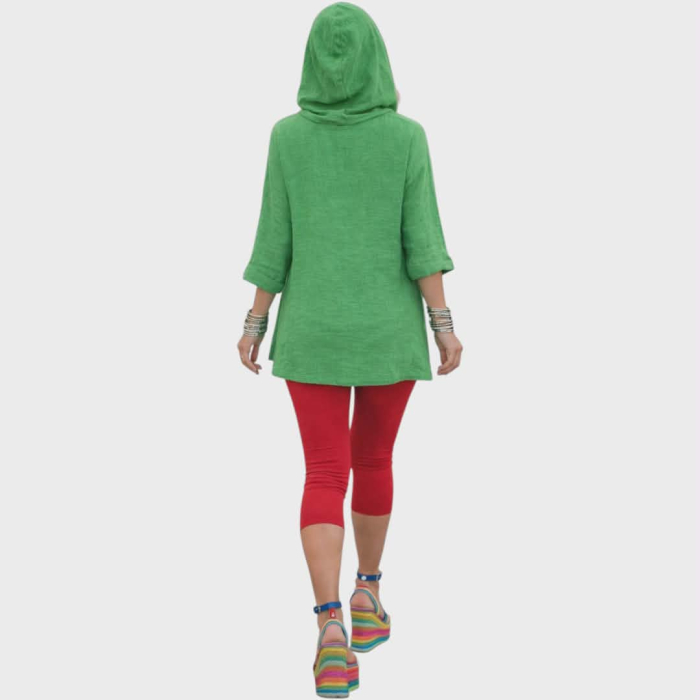 Hanorac din in asimetric cu buzunar in partea dreapta [3]