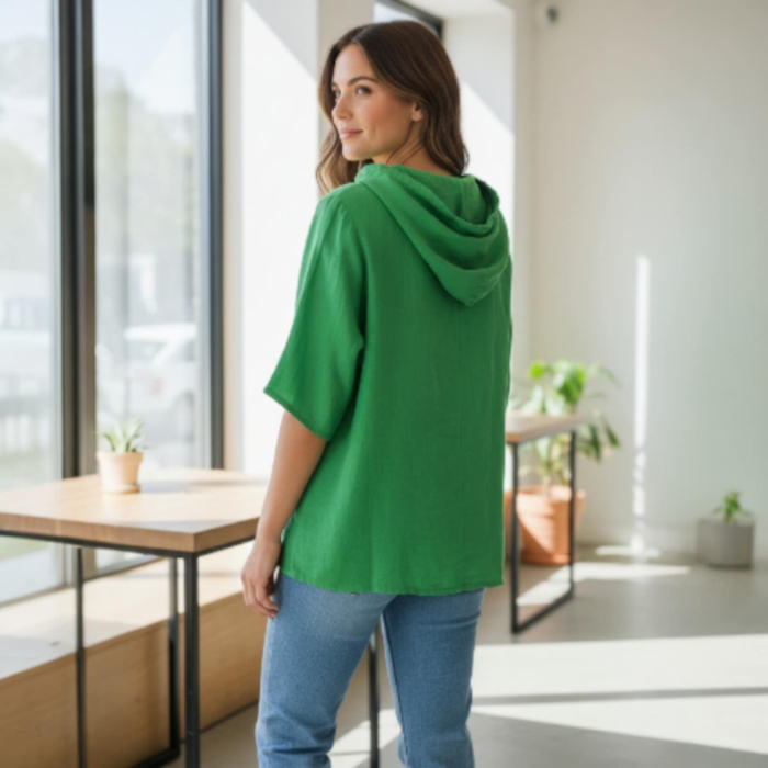 Hanorac din In Asimetric cu Buzunar in Partea Dreapta [3]