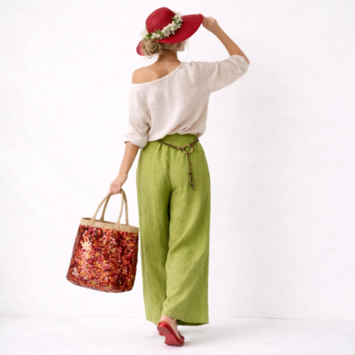 Pantaloni din In Croi Larg si Cordon Catarama Lemn [2]