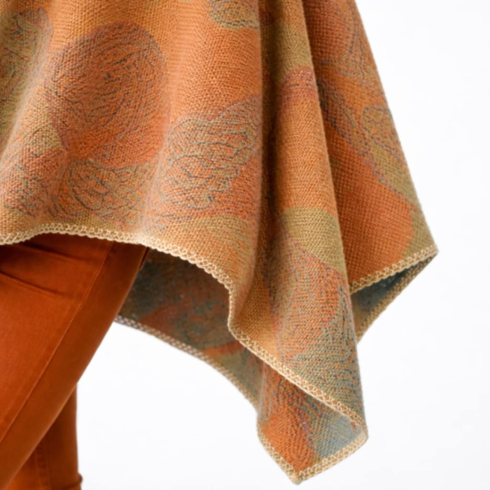 Poncho gros elegant in nuante de portocaliu si bleumarin [3]