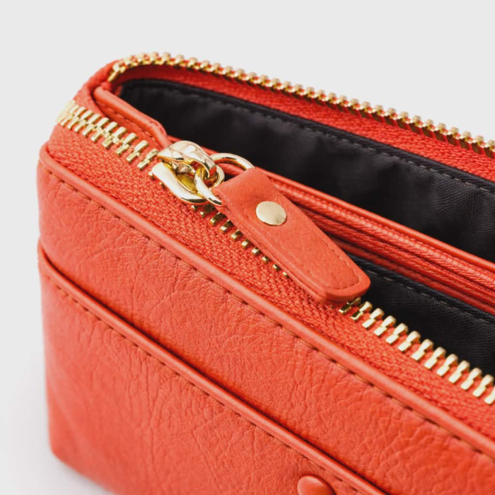 Portofel portocaliu tip borseta din piele naturala [2]