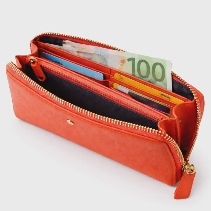 Portofel portocaliu tip borseta din piele naturala [3]