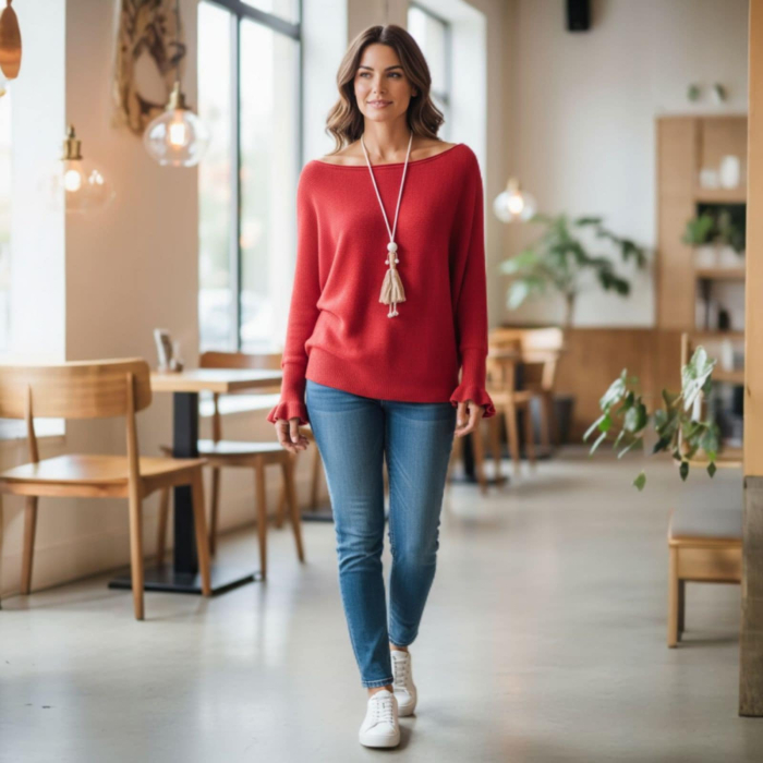 pulover-tip-fluture-cu-decolteu-barcuta-si-maneca-cu-volan [3]