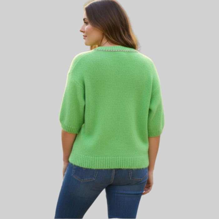 pulover-verde-praz-cu-strasur-argintii-la-decolteu-si-maneca-scurta [3]