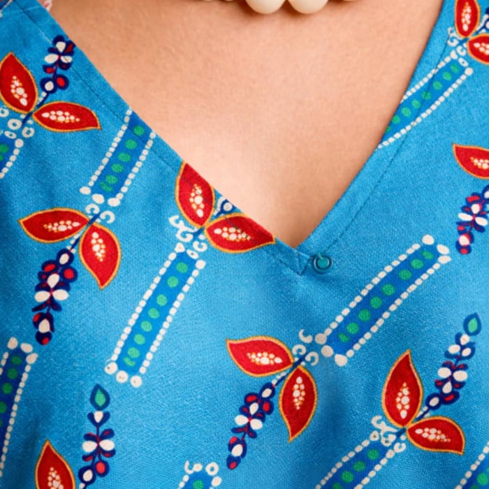 Rochie asimetrica din matase indiana cu maneca scurta [5]