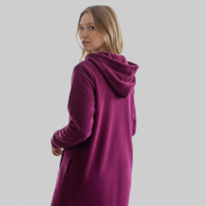 Rochie mov asimetrica   din vascoza tip hanorac pentru marime mare [3]