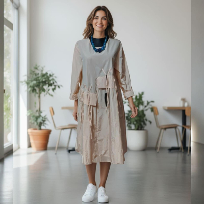 Rochie Croi Larg din Tafta si Model Snur in Partea Dreapta [3]