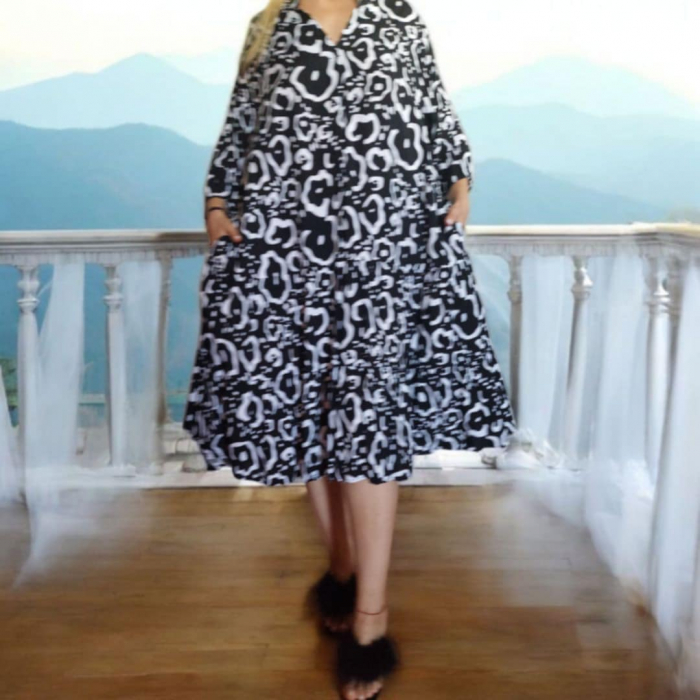 Rochie Croi Larg din Vascoza cu Volane [3]