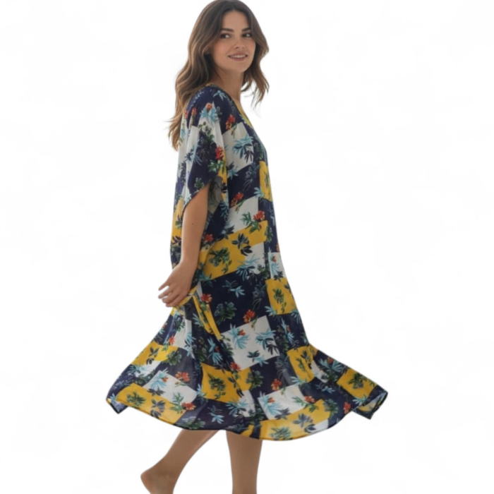 Rochie croi larg tip fluture din voal cu imprimeu floral [2]