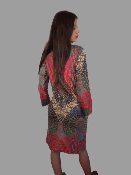 Rochie de toamna din vascoza colorata cu buzunare [4]