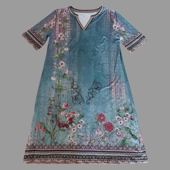 Rochie de vara croi drept cu imprimeu floral [2]