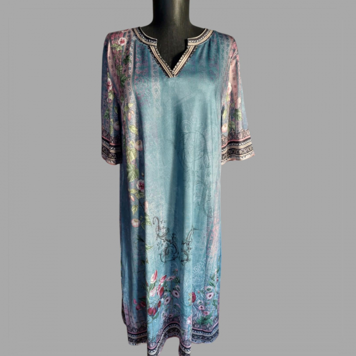 Rochie de vara croi drept cu imprimeu floral [4]