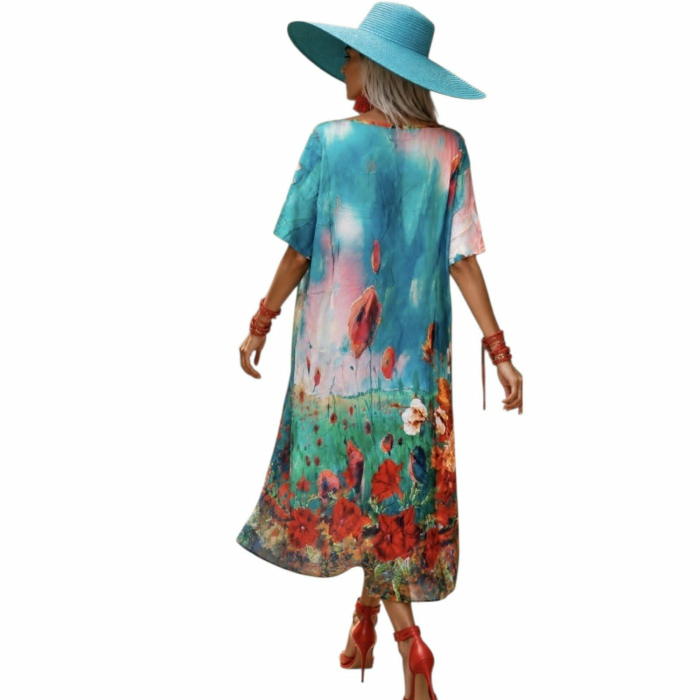 Rochie de vara cu imprimeu spectaculos cu maci [2]