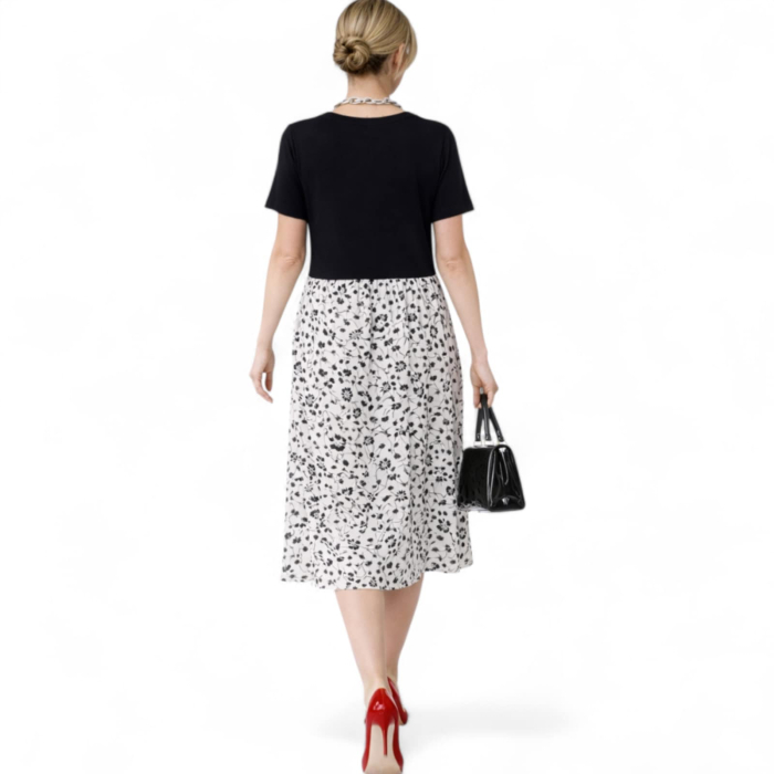 rochie de vara din bumbac si vascoza cu imprimeu floral [2]