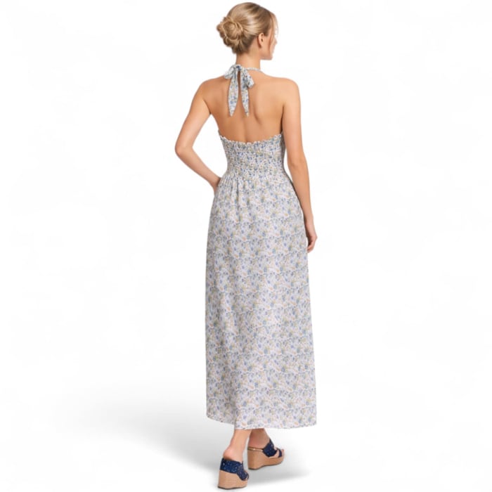 Rochie de Vara din Voal cu Spatele Gol si Imprimeu Floricele [2]