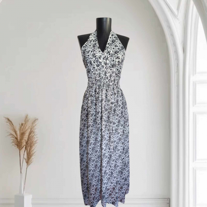 Rochie de Vara din Voal cu Spatele Gol si Imprimeu Floricele [3]