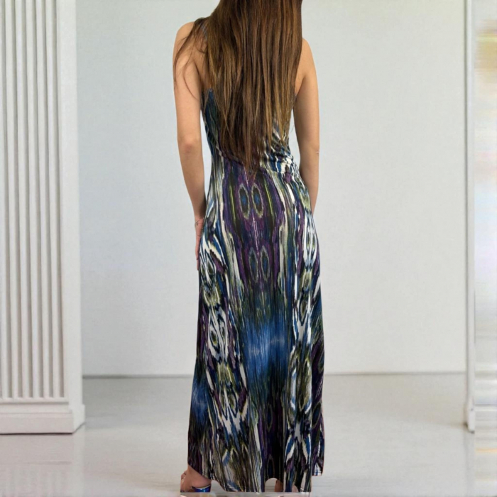 Rochie de Vara Lunga din Lycra Predominant Albastru [2]