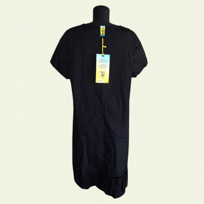 Rochie de Vara Neagra din Bumbac si Model Flori cu Strasuri [2]