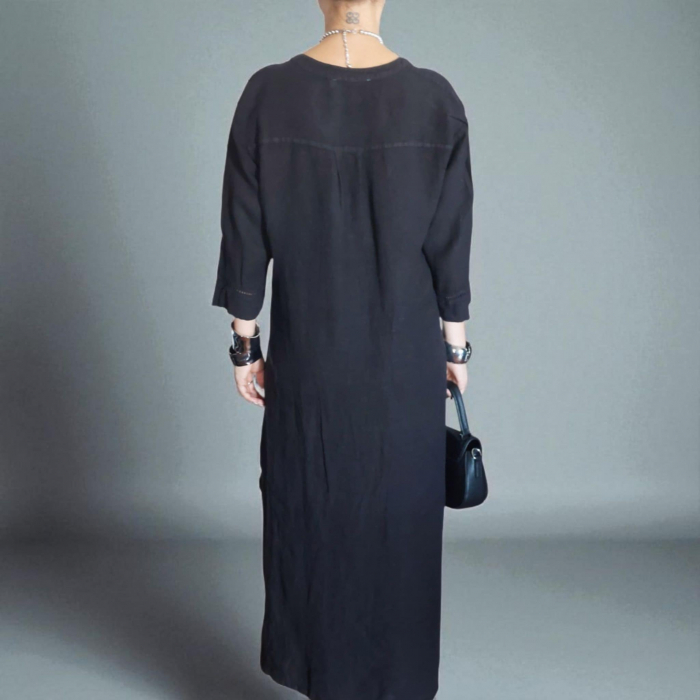 rochie-de-vara-neagra-din-in-cu-broderie-la-maneci-si-decolteu [3]