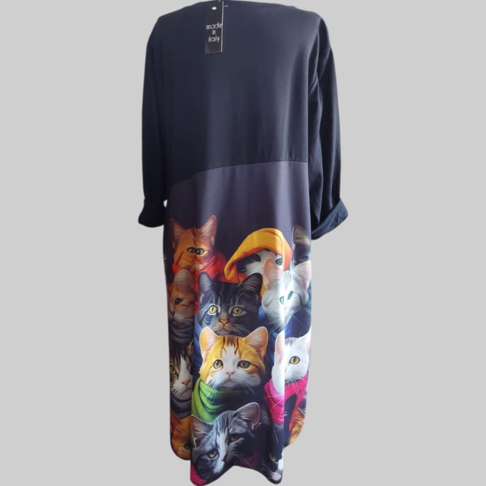 Rochie asimetrica pentru sezonul rece cu tafta imprimeu [2]