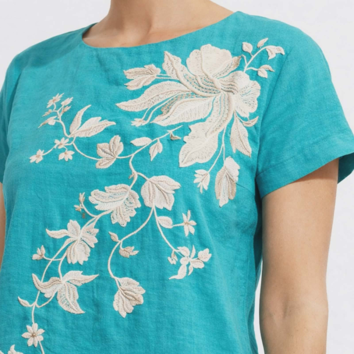 Rochie din bumbac cu broderie pe partea din fata [2]