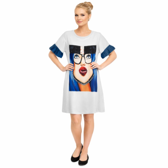 rochie din bumbac cu imprimeu fata [3]