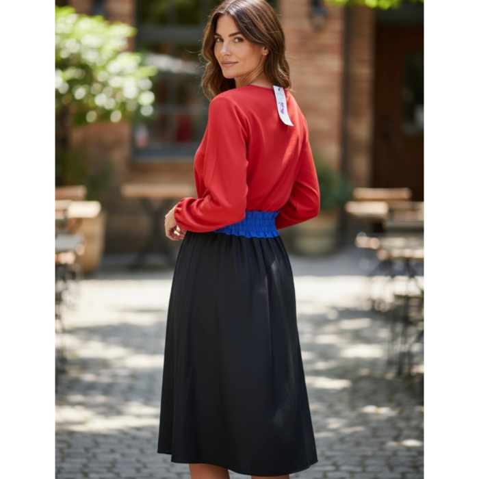 Rochie din bumbac in trei culori si talie accentuata incretita [3]