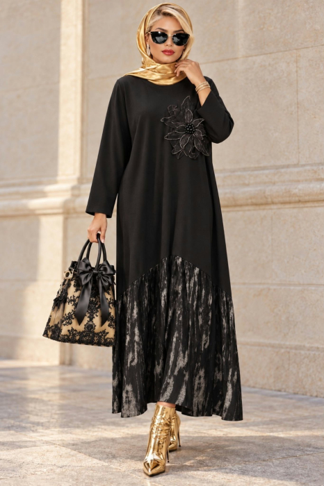 Rochie din bumbac pentru marime mare cu aplicatie floare [2]