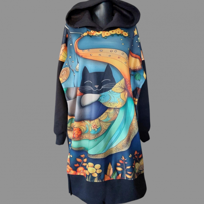 rochie-din-bumbac-tip-hanorac-cu-imprimeu-pisica [4]