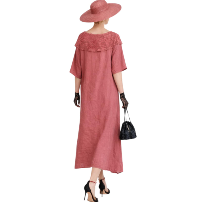 Rochie din in croi larg si guler din dantela [2]